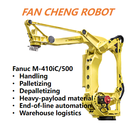 Pre-owned FANUC M-410iC/500 High-Capacity iC-Generation Palletizing Robot, Handle Oversized Unit-Loads Within Modernized Automated Warehouse Systems