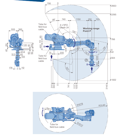 Used Yaskawa Motoman GP200R Shelf-Mount Robot 200kg Payload 3140mm 6-Axis Overhead Handling Robot