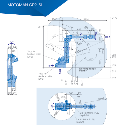 Used YASKAWA MOTOMAN GP215L Extended-Arm Robot, 215kg Payload 3114mm Reach, YRC1000 Controller, For Long-distance Transfer Tasks