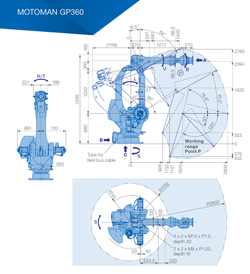 Pre-owned YASKAWA MOTOMAN GP360 Ultra-Heavy-Duty Industrial Robot, 360kg Payload 2880mm Reach, For Foundry & Heavy Component Handling