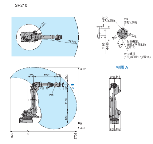 Used Motoman SP210 Spot Welding Robot, 210kg Payload 2702mm 6‑Axis Heavy‑Duty Welding Robot