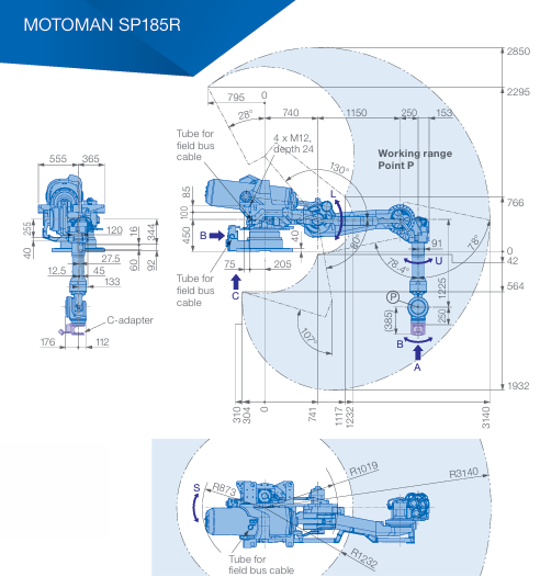 Pre‑owned Yaskawa SP185R Long Reach Overhead Robot For Automotive Spot Welding