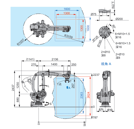 Second-hand Yaskawa PL190 Industrial Robot, 190kg 3159mm, Ex-factory Robot For Logistics Palletising Workcell