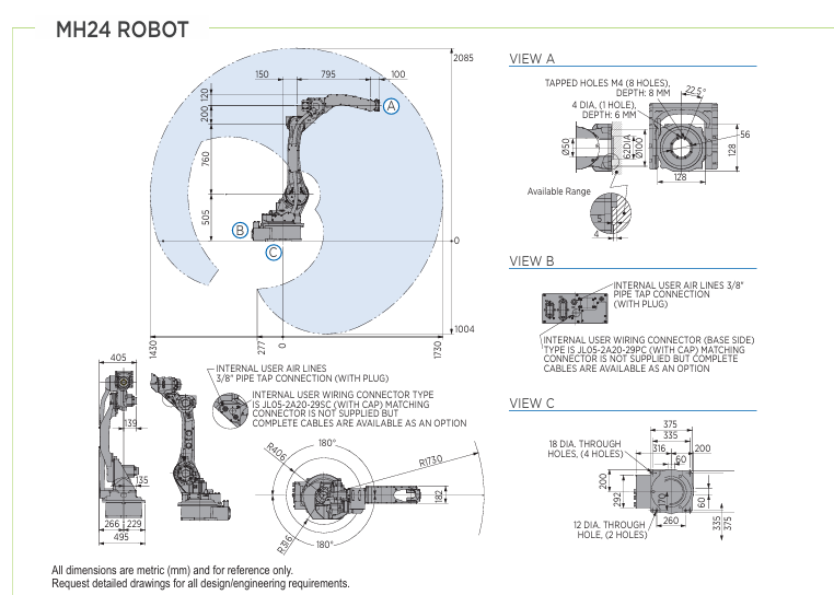 Pre-owned Motoman MH24 Multi-function Robotic Arm,For Grinding,Spot Welding & Loading