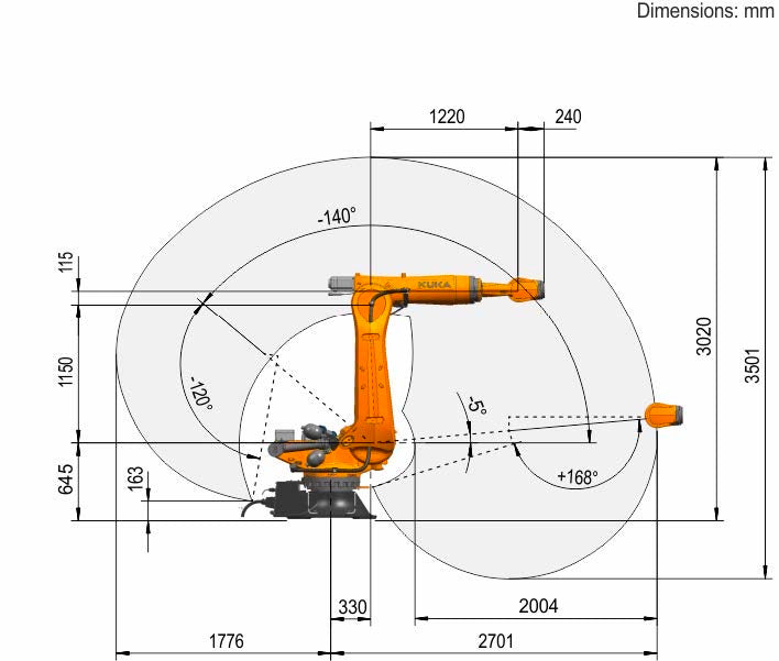Ex-industrial KUKA KR 250 R2700-2 Industrial Robot | 250kg Payload 2701mm Reach for Palletizing & Heavy Assembly
