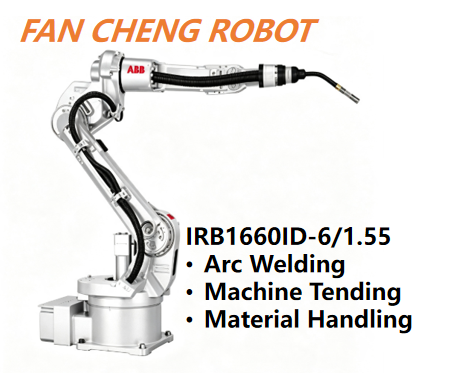 Used ABB IRB1660ID‑6/1.55 6‑Axis Industrial Robot,Integrated Hollow‑Wrist ID,6kg Payload,Arc Welding Machine Tending