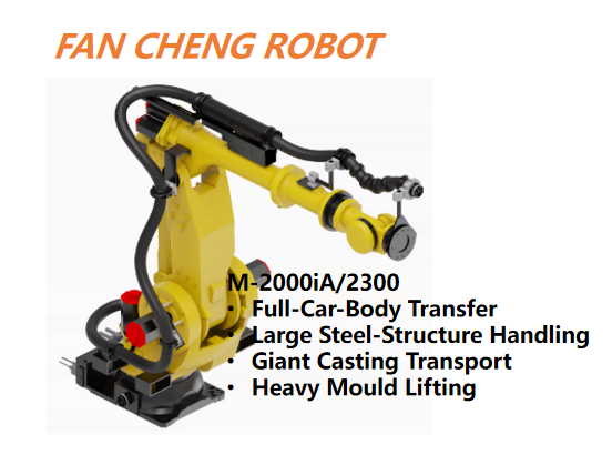 Ex-production FANUC M-2000iA/2300 6-Axis Ultra-Heavy-Payload Robot 2300kg Payload 3734mm Reach for 2.3-Ton Heavy-Workpiece Handling