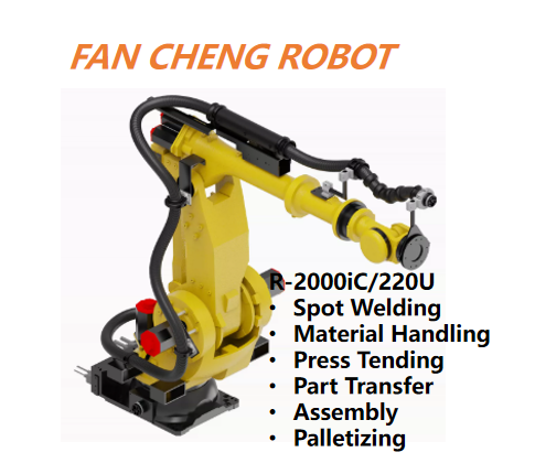 Pre-owned FANUC R-2000iC/220U 6-Axis Upside-Down Mount Robot 220kg Payload 2518mm Reach for Ceiling-Mounted Spot Welding & Handling