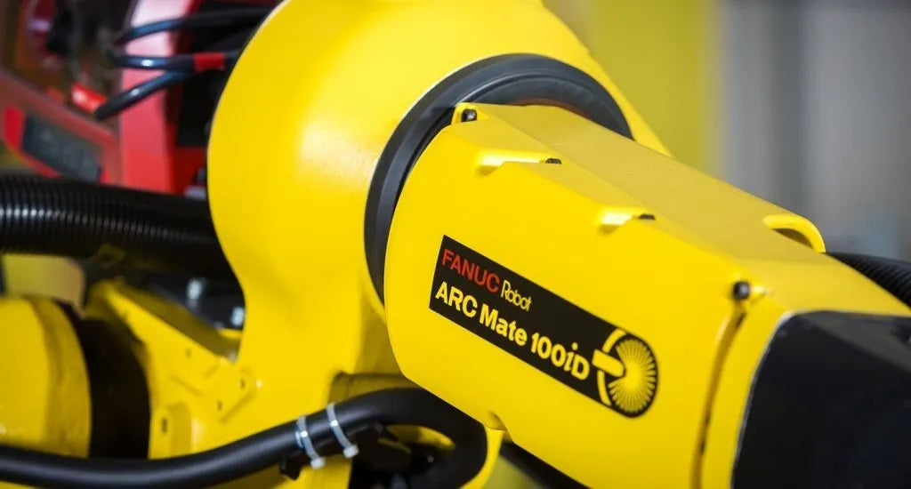 Factory-surplus FANUC ARC-Mate 100iD/16S Robotic Manipulator, Built For Heavy-Tool Arc-Welding Within Confined Footprint