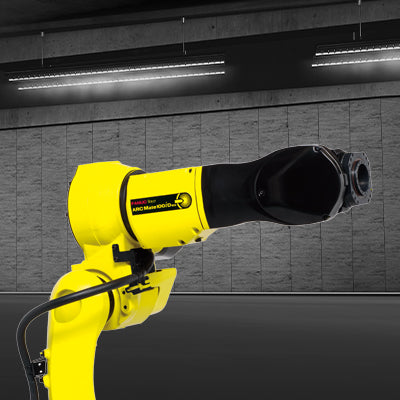 Factory-surplus FANUC ARC-Mate 100iD/16S Robotic Manipulator, Built For Heavy-Tool Arc-Welding Within Confined Footprint